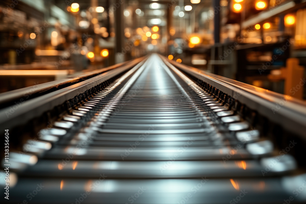 Empty industrial conveyor belt in factory. (1)