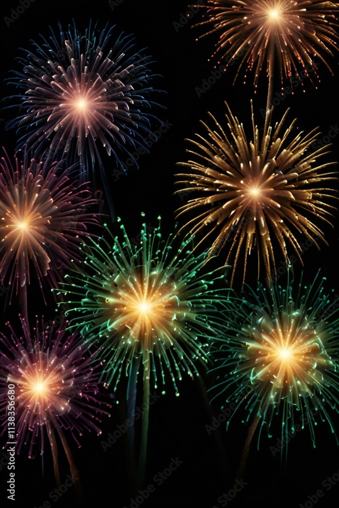 Naklejka premium fireworks on the night sky