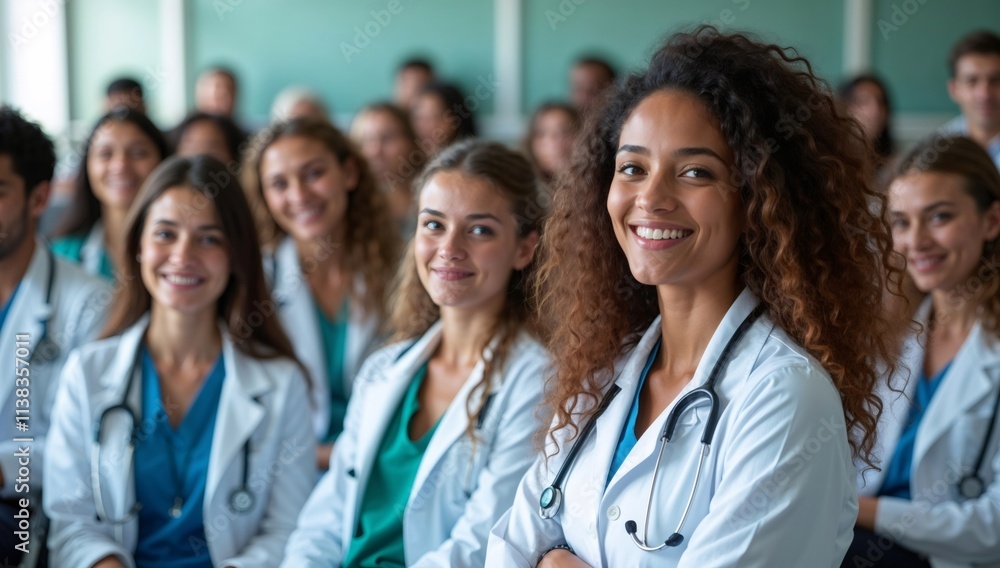 Medical Professionals: A diverse group of doctors and nurses, united in their commitment to healthcare, look confidently toward the future. Medical Professionals: A diverse group of doctors and nurses, united in their commitment to healthcare, look confidently toward the future.