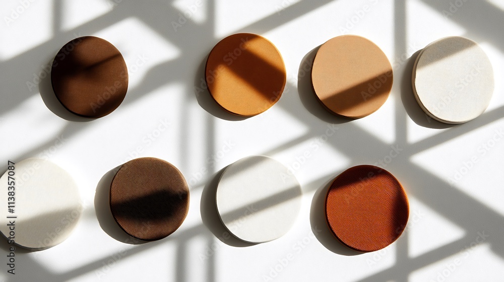 Shadowed circular patterns in diverse tones representing balance and unity Shadowed circular patterns in diverse tones representing balance and unity