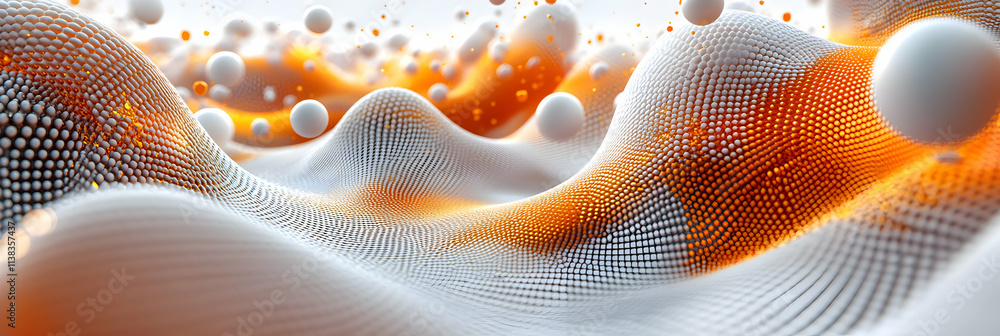 Abstract Orange and White Sphere Wave: Digital Art, flowing smoothly across the screen, creating a mesmerizing visual effect. Abstract Orange and White Sphere Wave: Digital Art, flowing smoothly across the screen, creating a mesmerizing visual effect.