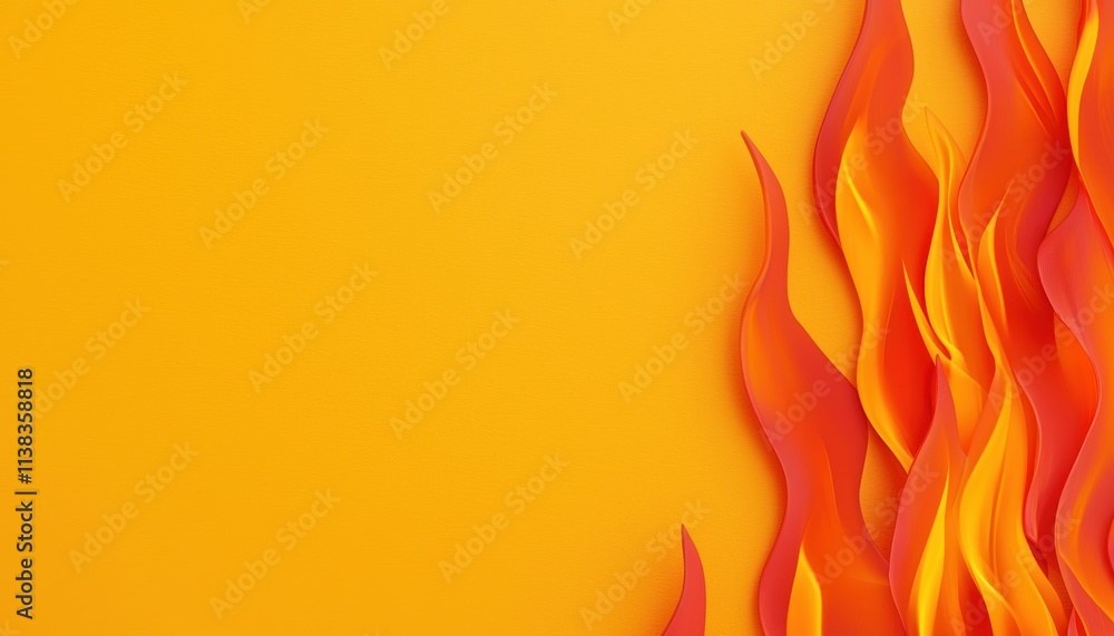 Vibrant flames in shades of orange and red contrast against a bright yellow background, creating a dynamic and energetic visual. Vibrant flames in shades of orange and red contrast against a bright yellow background, creating a dynamic and energetic visual.