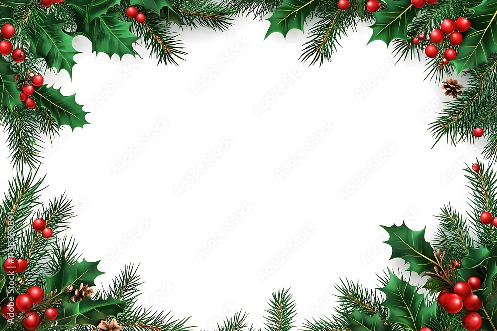 Christmas green Pine Branches and red baubles. Vector illustration Christmas green Pine Branches and red baubles. Vector illustration