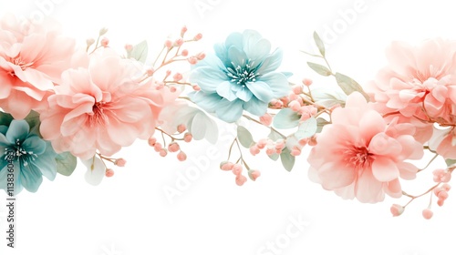 Delicate watercolor flower arrangement on a white background.