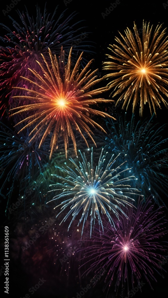 Naklejka premium fireworks in the night sky