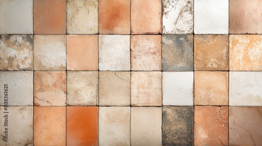 A textured arrangement of square tiles in various earthy tones, creating a visually appealing mosaic of colors and patterns. A textured arrangement of square tiles in various earthy tones, creating a visually appealing mosaic of colors and patterns.