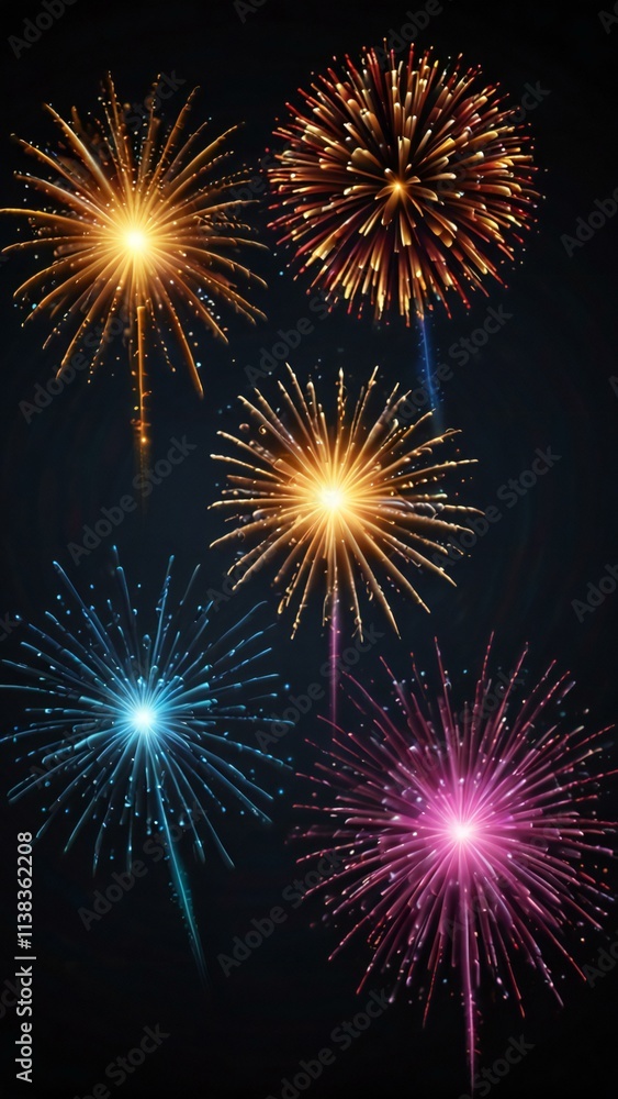 Naklejka premium fireworks on black background