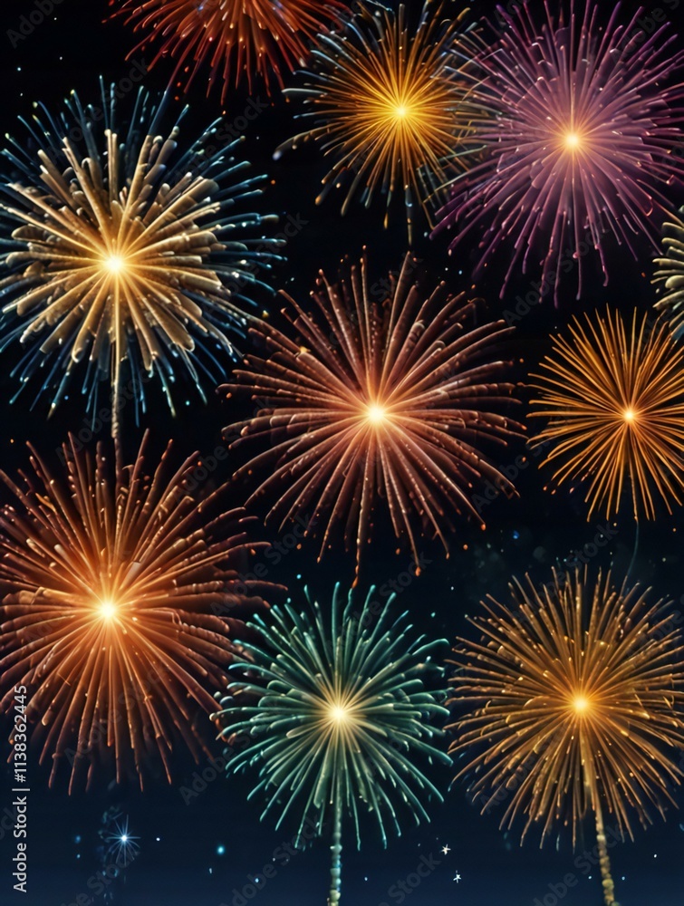 Naklejka premium fireworks on black background