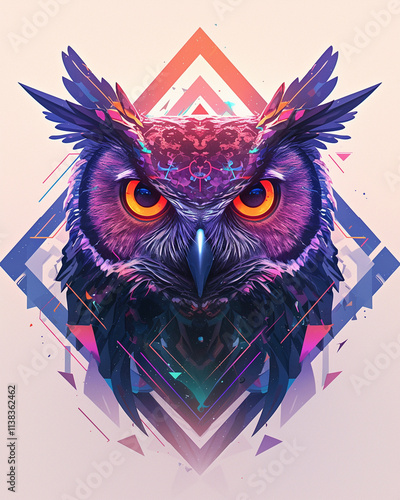 Geometric Owl symmetry layout illustration photo