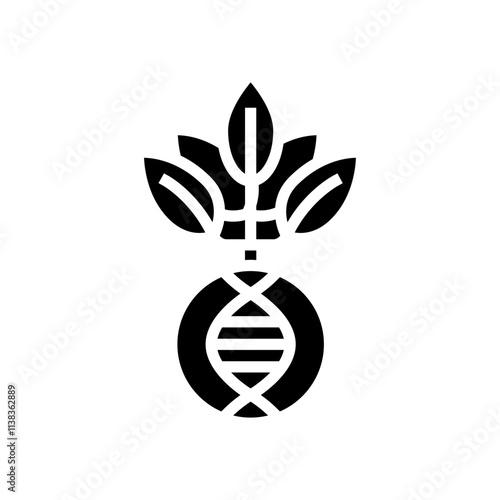 plant with dna genetic engineering glyph icon vector. plant with dna genetic engineering sign. isolated symbol illustration