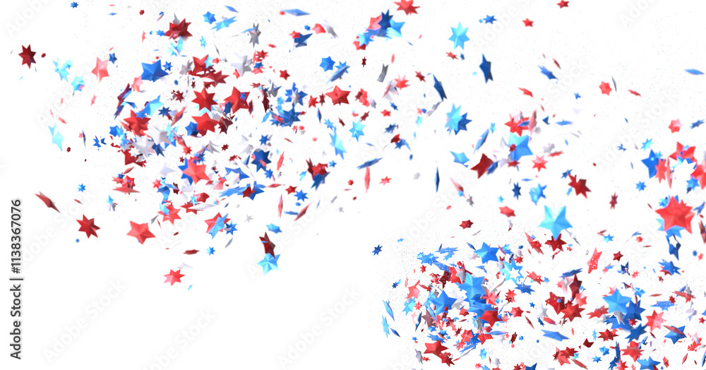 Confetti - Red white blue shiny confetti Confetti on white background, isolate, tricolor concept, independence and freedom day USA Confetti - Red white blue shiny confetti Confetti on white background, isolate, tricolor concept, independence and freedom day USA
