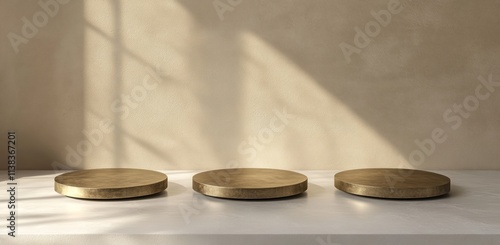 Three Golden Circular Platf...