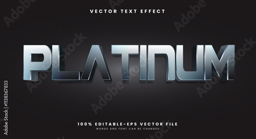 Platinum editable text effect Template with shiny text style
