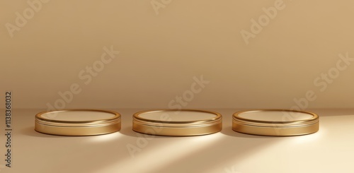 Three Golden Circular Platf...