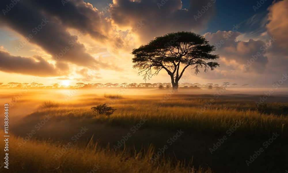Sunrise in the African Savanna: A Majestic Scene Sunrise in the African Savanna: A Majestic Scene