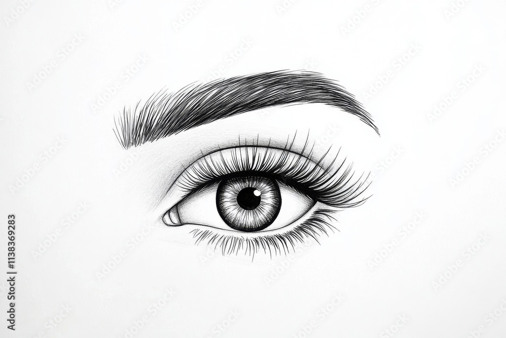 A simple black-and-white abstract illustration of an eye with long, elegant eyelashes A simple black-and-white abstract illustration of an eye with long, elegant eyelashes