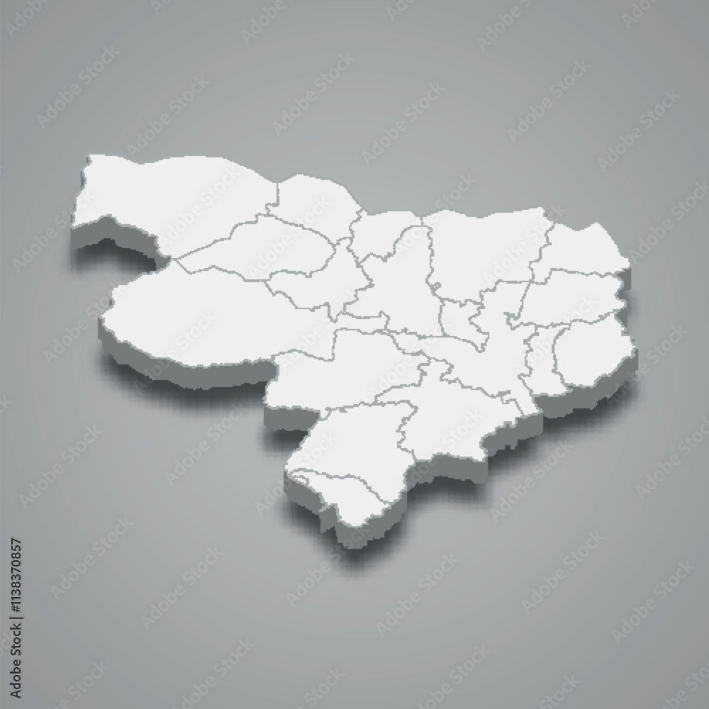 3d isometric map of Upper Carniola is a region of Slovenia 3d isometric map of Upper Carniola is a region of Slovenia