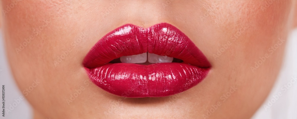 Bright red lips highlight a beauty theme showcasing makeup artistry and elegance in portrait photography Bright red lips highlight a beauty theme showcasing makeup artistry and elegance in portrait photography