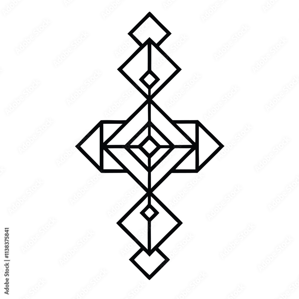 a black and white geometric design. It consists of a series of interconnected lines and shapes, a black and white geometric design. It consists of a series of interconnected lines and shapes,