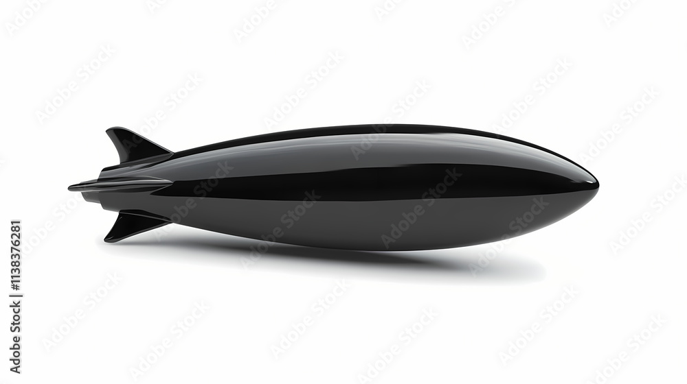 Fototapeta premium One single black spaceship isolated on white background. Isolated. Illustration