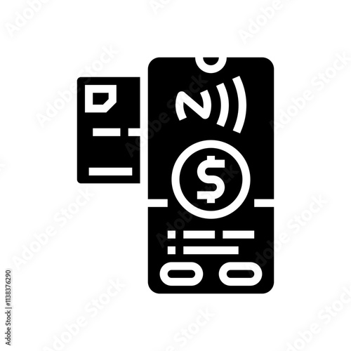 phone tapping card nfc technology glyph icon vector. phone tapping card nfc technology sign. isolated symbol illustration