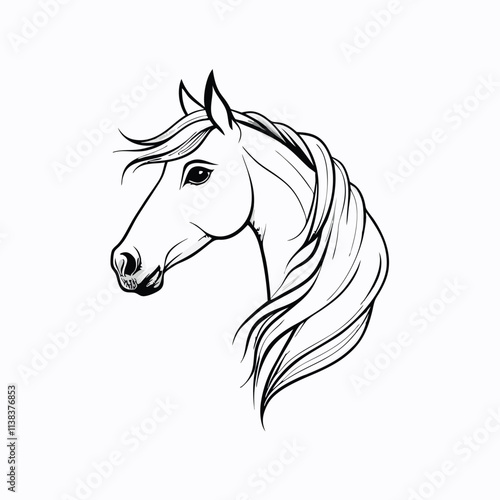 a black and white line drawing of a horse's head photo