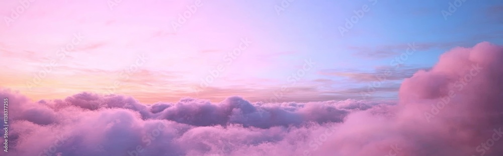 Obraz premium A soft, light sunset background featuring pink clouds.