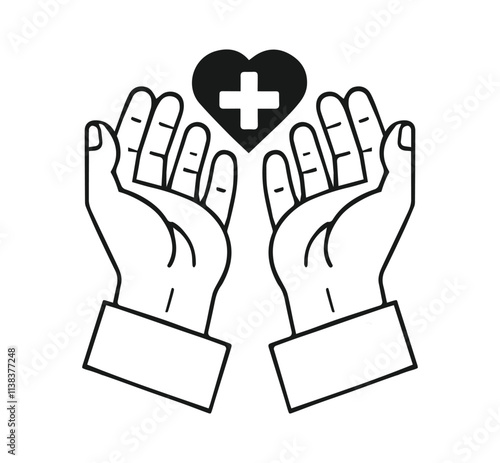 heart  health medical help charity support donation care sign Vector Isolated Pictogram on White Background.