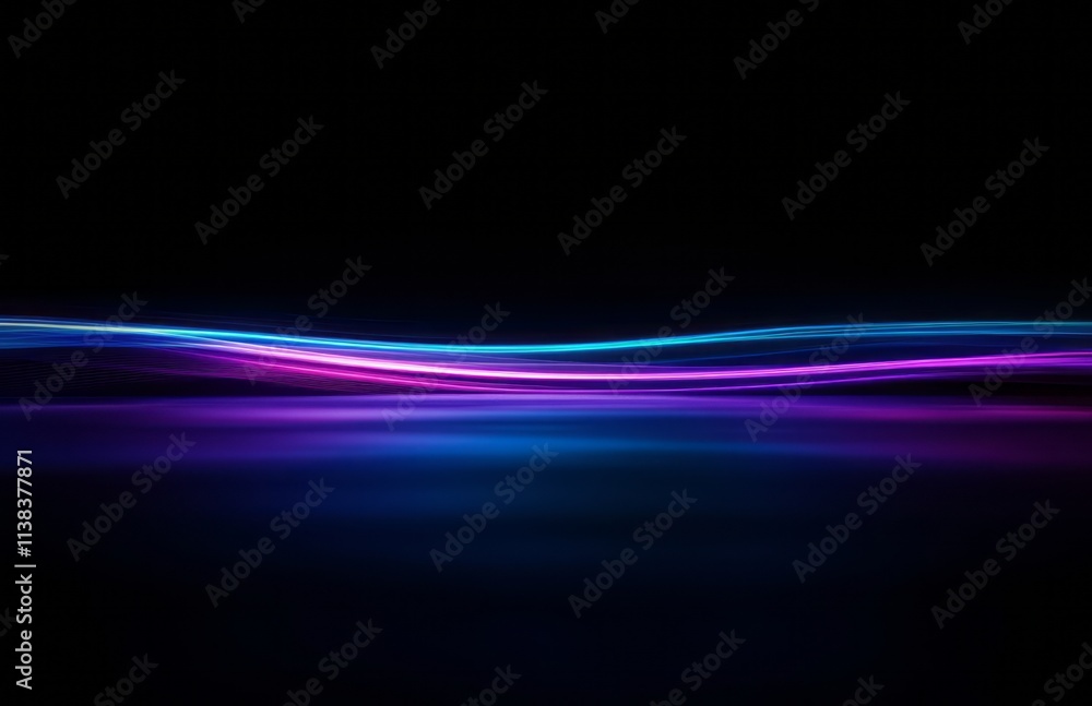 Fototapeta premium Abstract Neon Light Waves Flowing Dark Background