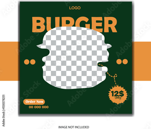 Burger Fast food restaurant business marketing social media Design Template 