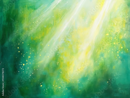 Abstract Green Painting Sun...