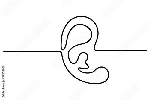 Human ear continuous one line drawing of simple  vector illustration
