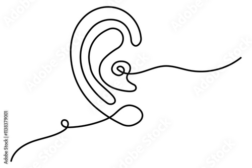 Human ear continuous one line drawing of simple  vector illustration