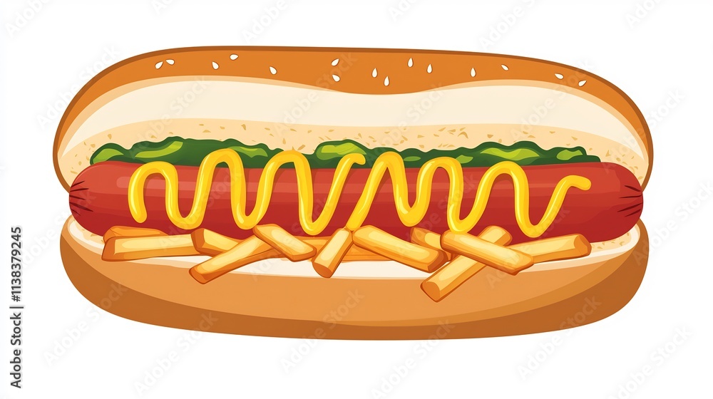 Delicious Hot Dog with Ketchup Mustard and Relish Delicious Hot Dog with Ketchup Mustard and Relish
