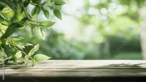 Serene blurred green foliage scene outdoor garden nature tranquil environment close-up view soft lighting concept