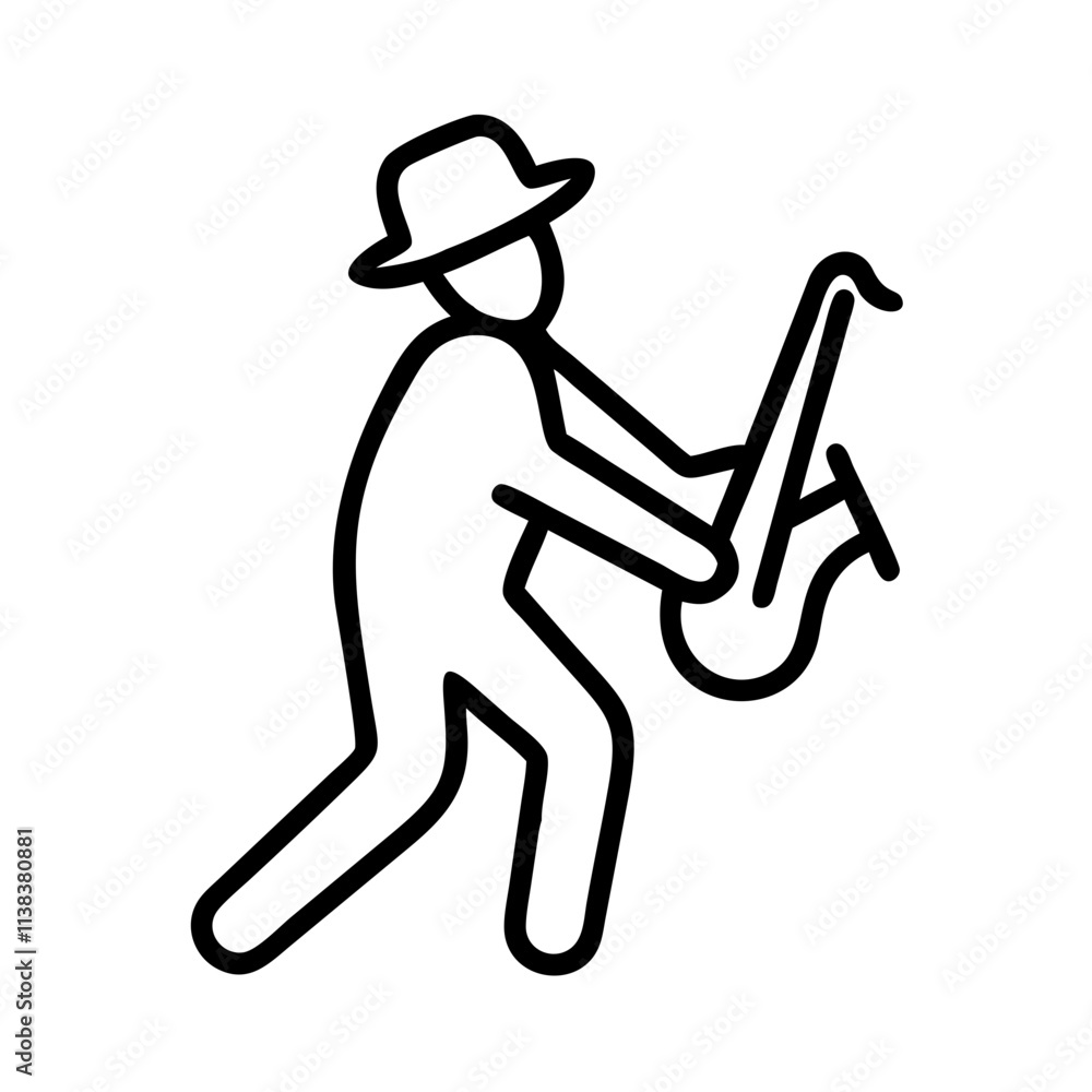 jazz musician silhouette icon, black history line art, black history icon - simple black line art icon of jazz musician silhouette, for black history celebrations. black history vector art. jazz musician silhouette icon, black history line art, black history icon - simple black line art icon of jazz musician silhouette, for black history celebrations. black history vector art.