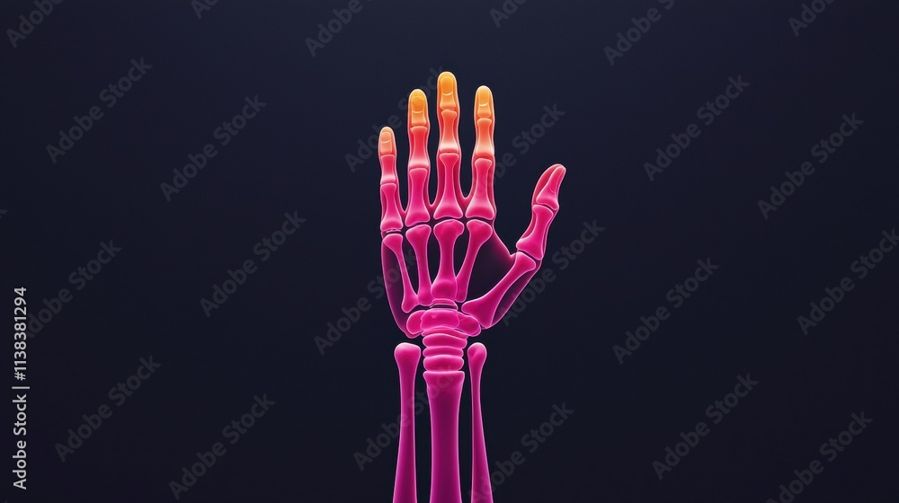 Obraz premium Colorful x-ray hand anatomy illustration on black background