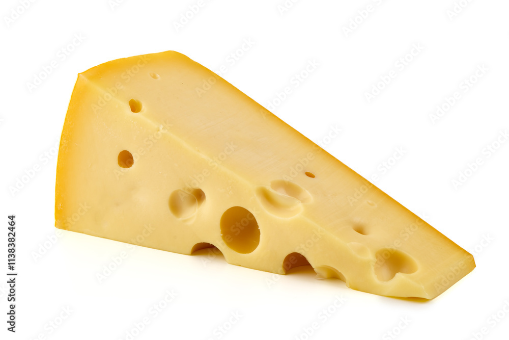 Maasdam cheese, isolated on white background. Maasdam cheese, isolated on white background.
