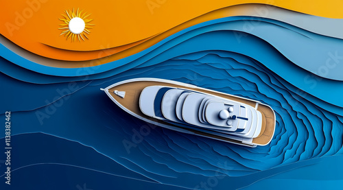 A speedboat is driving on the sea photo