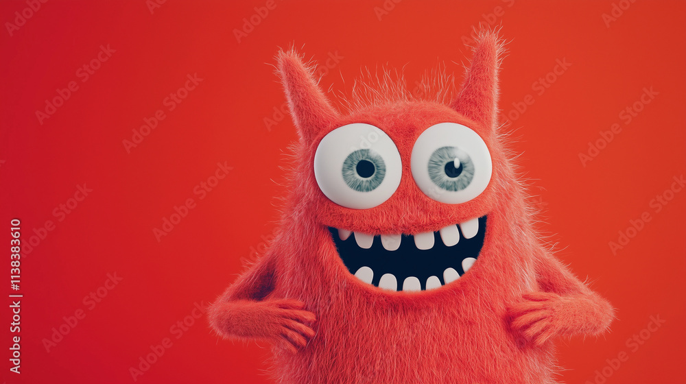 Whimsical Creature with Large Eyes and a Happy Smile on a Vibrant Red Canvas A charming, cartoonish character with large, sparkling eyes and a broad smile radiates positivity again Whimsical Creature with Large Eyes and a Happy Smile on a Vibrant Red Canvas A charming, cartoonish character with large, sparkling eyes and a broad smile radiates positivity again