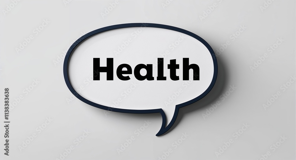 health artistic lettering on speech thought bubble in plain white background health artistic lettering on speech thought bubble in plain white background