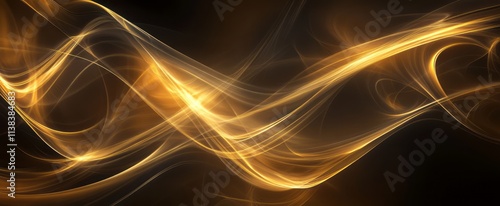 Golden Abstract Waves Flowi...