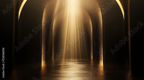 Golden Archway Pathway Illuminated With Sparkling Dust