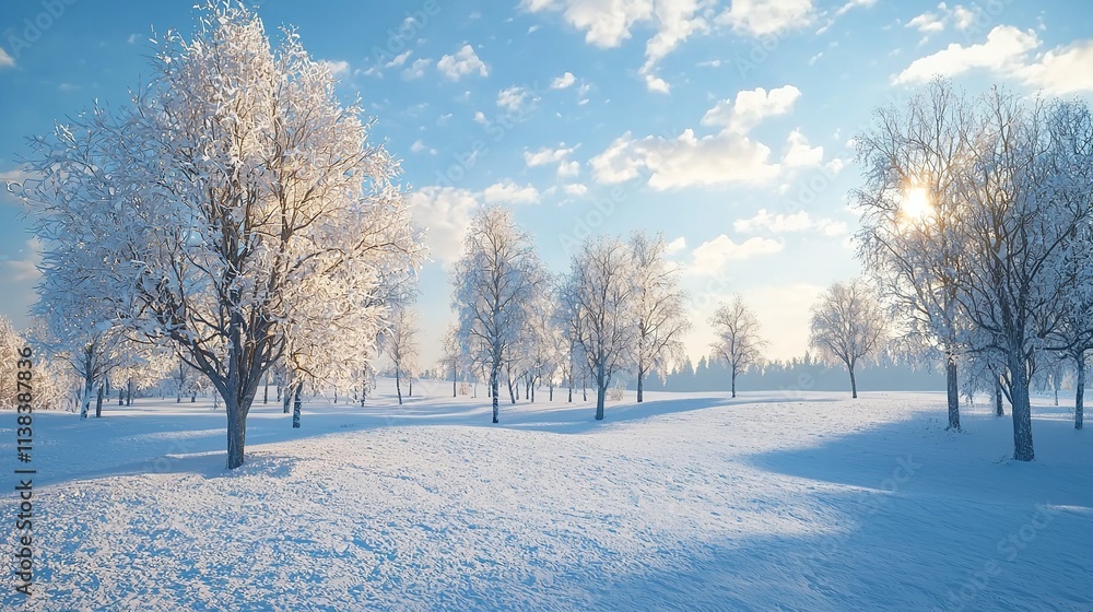 Winter landscape with trees and snow Winter landscape with trees and snow