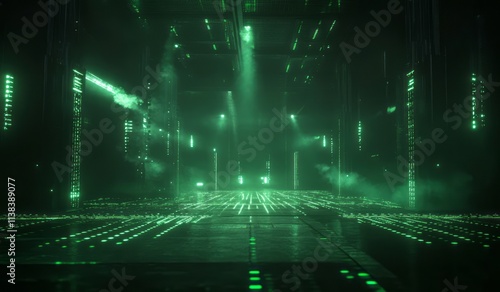 Futuristic Green Lit Server...