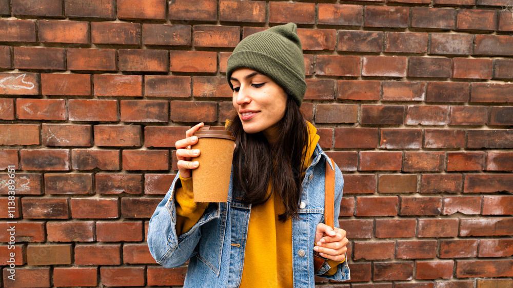 Portrait of a young woman about to sip her coffee Portrait of a young woman about to sip her coffee