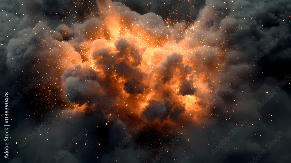 Black dust explosion. Isolated. Illustration Black dust explosion. Isolated. Illustration