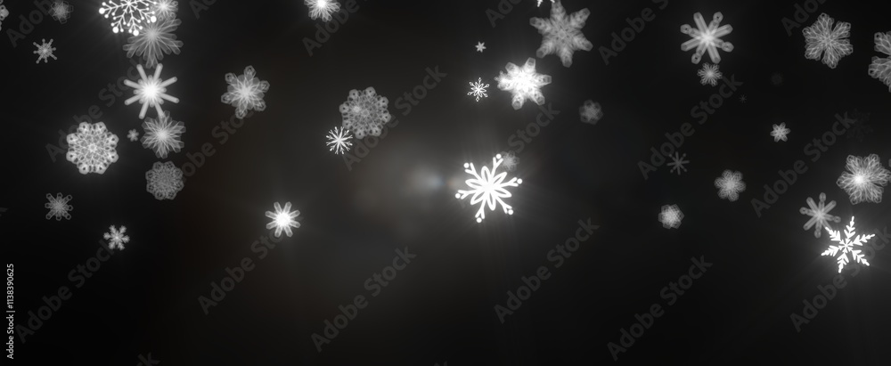 Snowflakes - Snowflakes and bokeh lights on the blue Merry Christmas background. 3D render Snowflakes - Snowflakes and bokeh lights on the blue Merry Christmas background. 3D render
