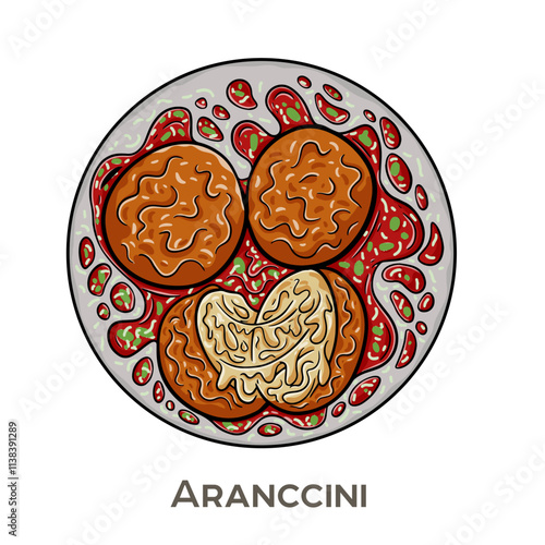 Arancini are delicious Italian rice balls, typically filled with a savory mixture such as meat sauce, peas, and mozzarella cheese.