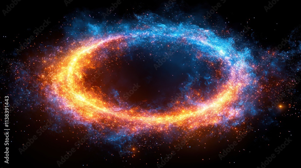 Fototapeta premium A vibrant cosmic swirl of blue and orange, representing a celestial phenomenon.